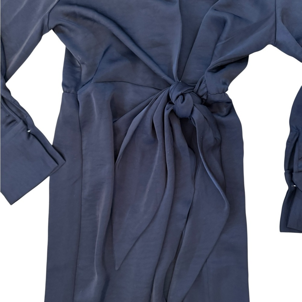 REVOLVE House of Harlow Navy Satin Wrap Midi Dress - Picture 7 of 9